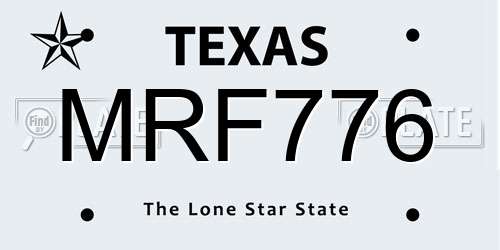 MRF776 Texas License Plate