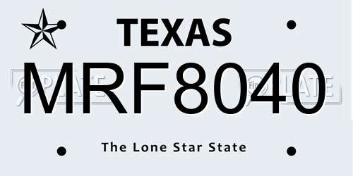 MRF8040 Texas License Plate