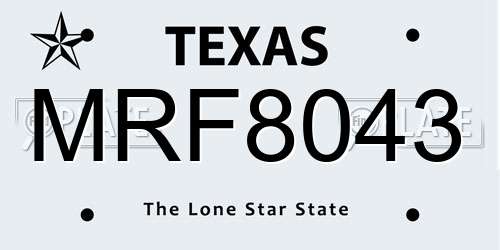 MRF8043 Texas License Plate