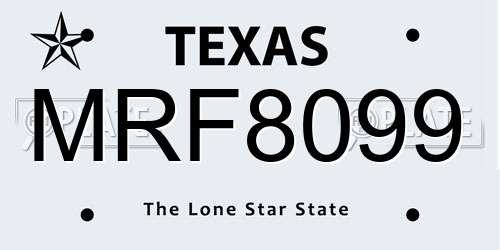 MRF8099 Texas License Plate