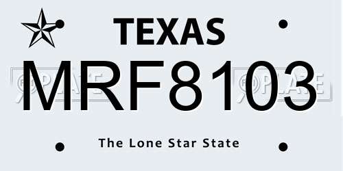 MRF8103 Texas License Plate