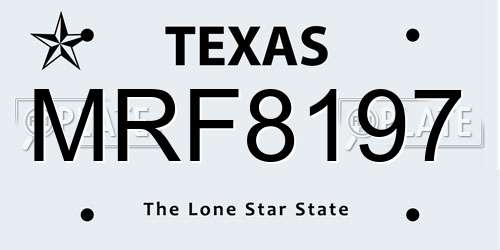 MRF8197 Texas License Plate