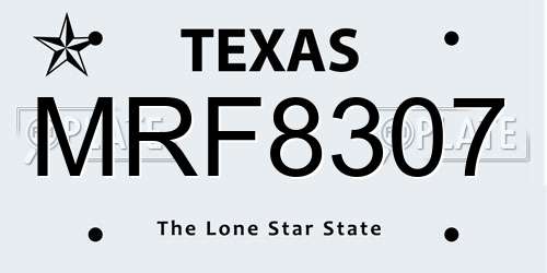 MRF8307 Texas License Plate