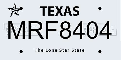 MRF8404 Texas License Plate