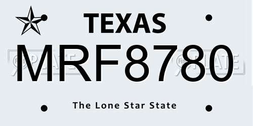 MRF8780 Texas License Plate