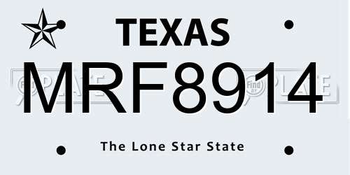 MRF8914 Texas License Plate