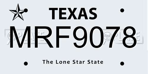 MRF9078 Texas License Plate