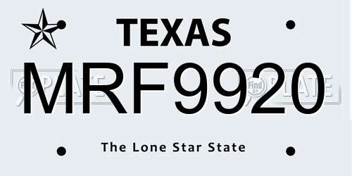 MRF9920 Texas License Plate