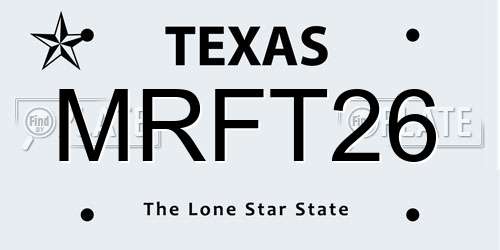 MRFT26 Texas License Plate