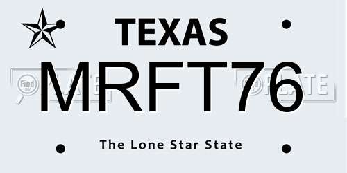 MRFT76 Texas License Plate