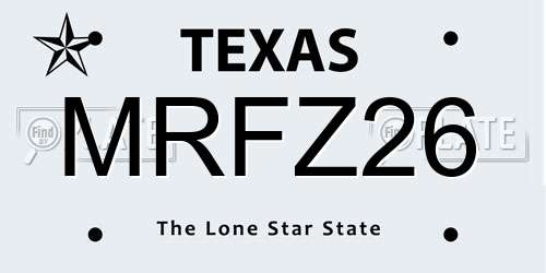 MRFZ26 Texas License Plate
