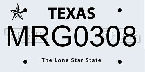 MRG0308 Texas License Plate