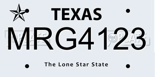 MRG4123 Texas License Plate