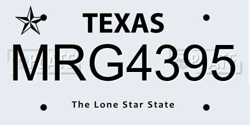 MRG4395 Texas License Plate