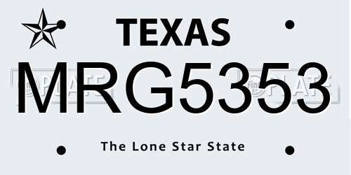 MRG5353 Texas License Plate