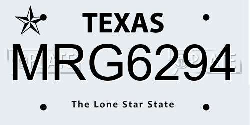 MRG6294 Texas License Plate