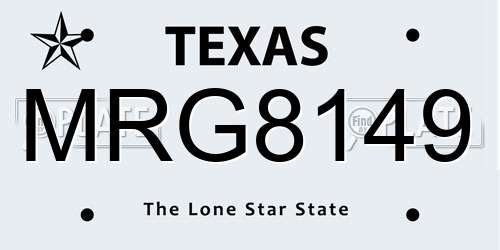 MRG8149 Texas License Plate