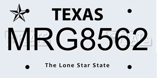 MRG8562 Texas License Plate