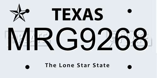 MRG9268 Texas License Plate