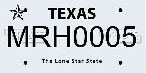 MRH0005 Texas License Plate