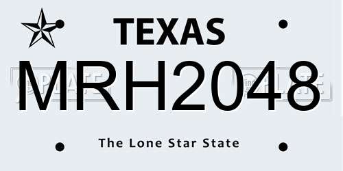 MRH2048 Texas License Plate