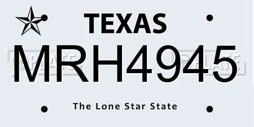 MRH4945 Texas License Plate