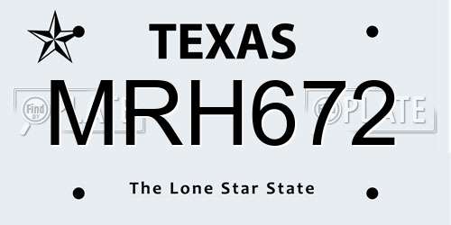 MRH672 Texas License Plate