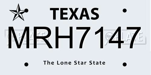 MRH7147 Texas License Plate