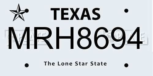 MRH8694 Texas License Plate