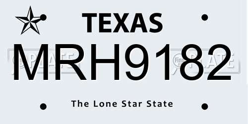 MRH9182 Texas License Plate