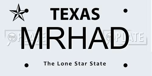 MRHAD Texas License Plate