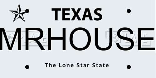 MRHOUSE Texas License Plate
