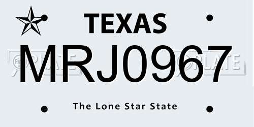 MRJ0967 Texas License Plate