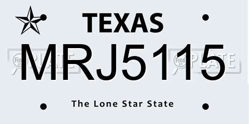 MRJ5115 Texas License Plate