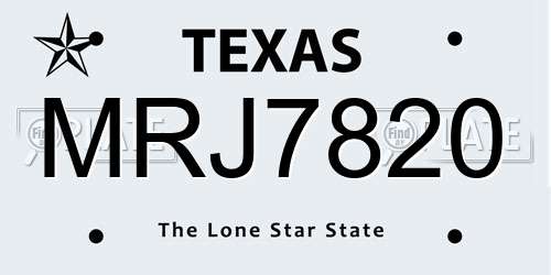MRJ7820 Texas License Plate