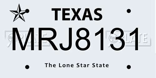 MRJ8131 Texas License Plate