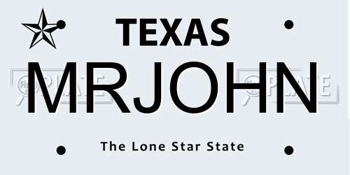MRJOHN Texas License Plate