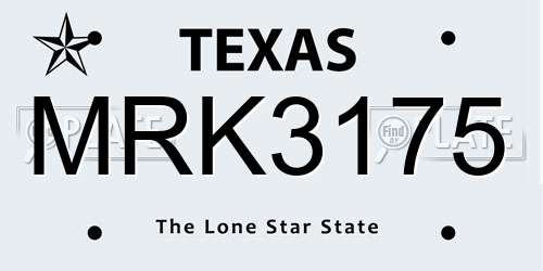 MRK3175 Texas License Plate