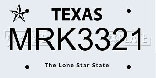 MRK3321 Texas License Plate