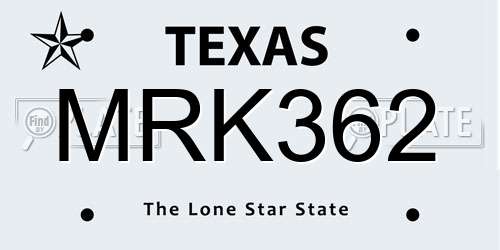 MRK362 Texas License Plate