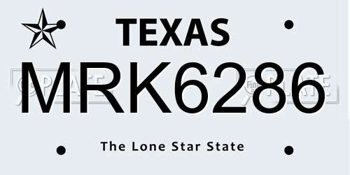 MRK6286 Texas License Plate