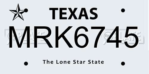 MRK6745 Texas License Plate