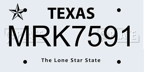 MRK7591 Texas License Plate