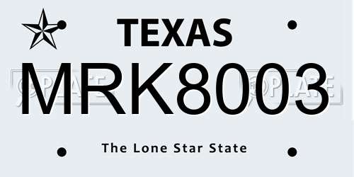 MRK8003 Texas License Plate
