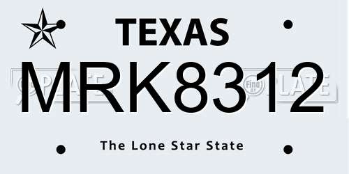 MRK8312 Texas License Plate