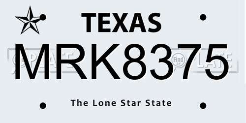 MRK8375 Texas License Plate