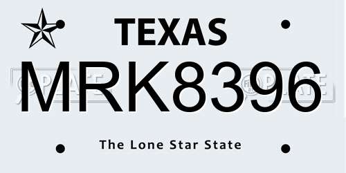 MRK8396 Texas License Plate