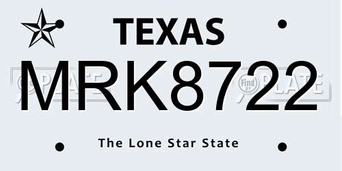 MRK8722 Texas License Plate
