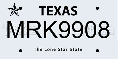 MRK9908 Texas License Plate