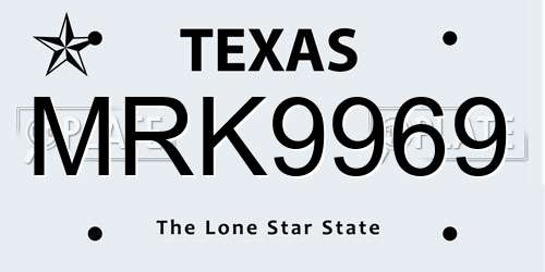 MRK9969 Texas License Plate